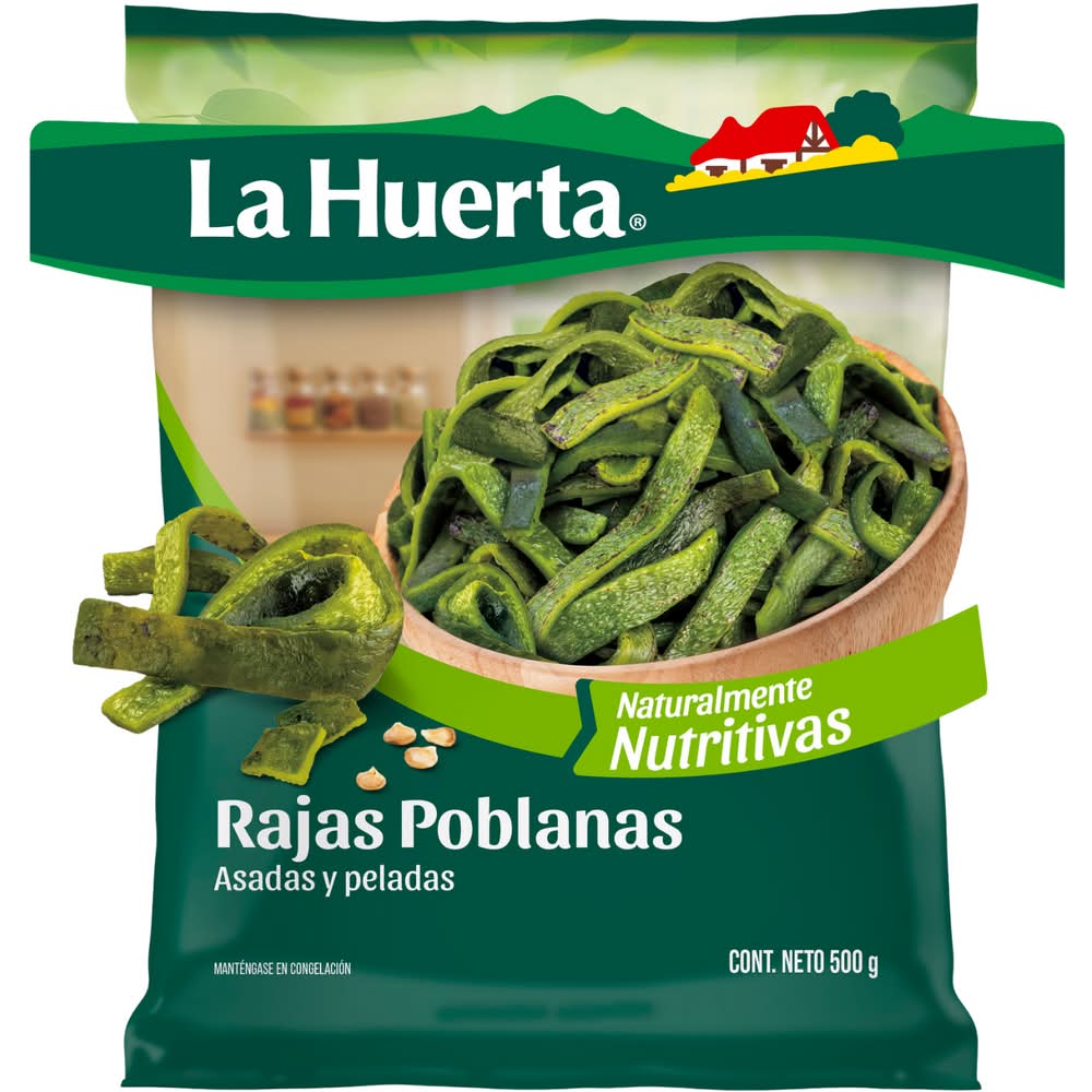 La Huerta · Rajas poblanas asadas y peladas (500 g)