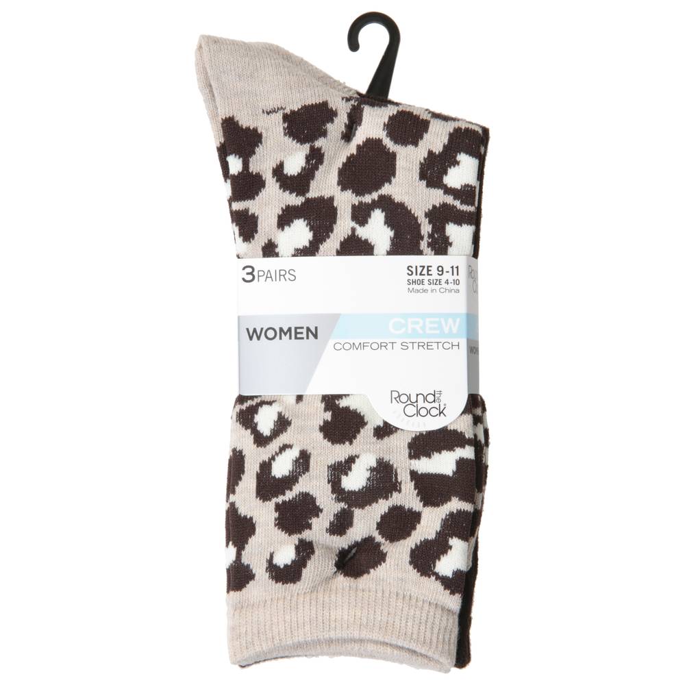 Round the Clock Womens Crew Comfort Stretch Socks (female/9-11)