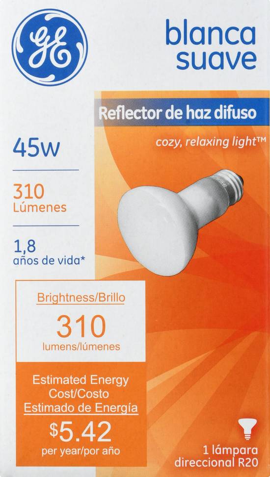 Ge Soft White Indoor Floodlight 45w R20 Bulb (1 ct)