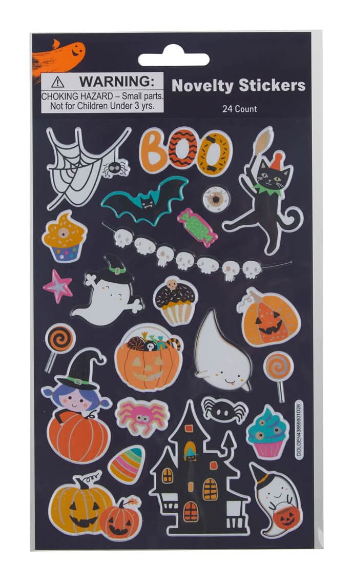 Halloween Novelty Stickers 24 Ct 3 Assorted Patterns