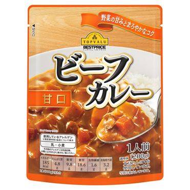 トップバリュ ベストプライス ビーフカレー甘口 200g4549414156669