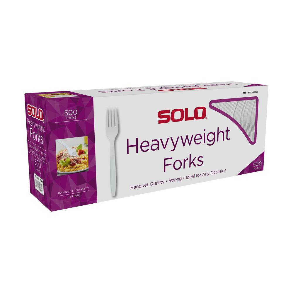 Solo Heavyweight Plastic Fork, White, 500-count