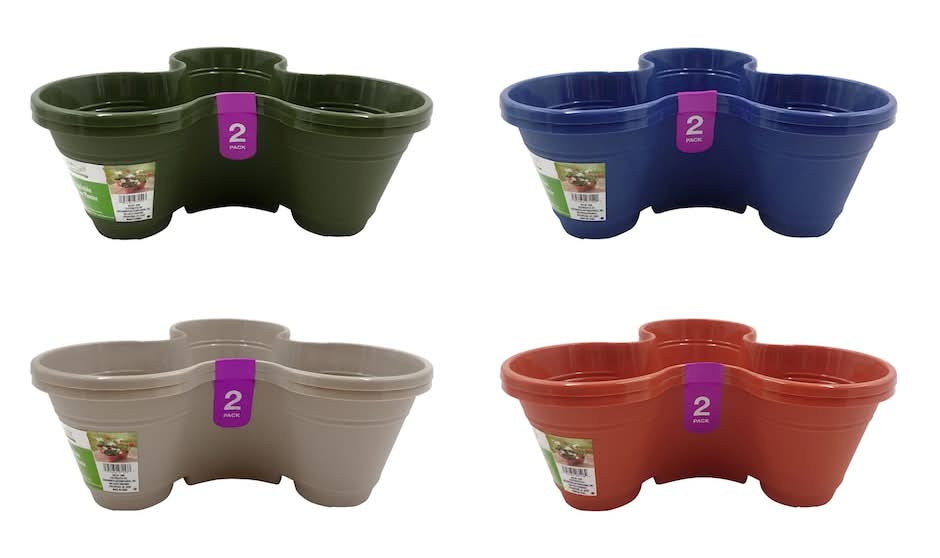 Floral Garden Stackable Plastic 3 Section Planters, Assorted (4 x 2 ct)