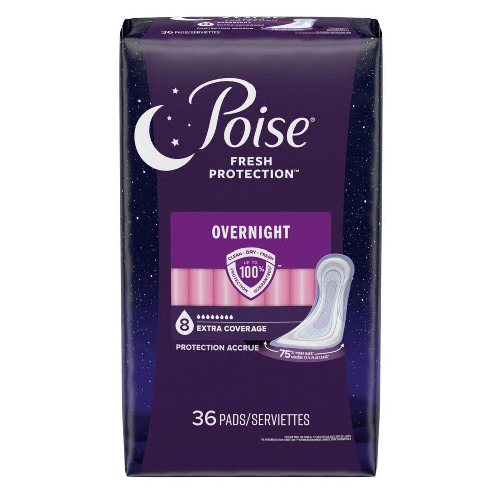 Poise Overnight Postpartum Incontinence Pads, Ultimate Absorbency, 39 Ct