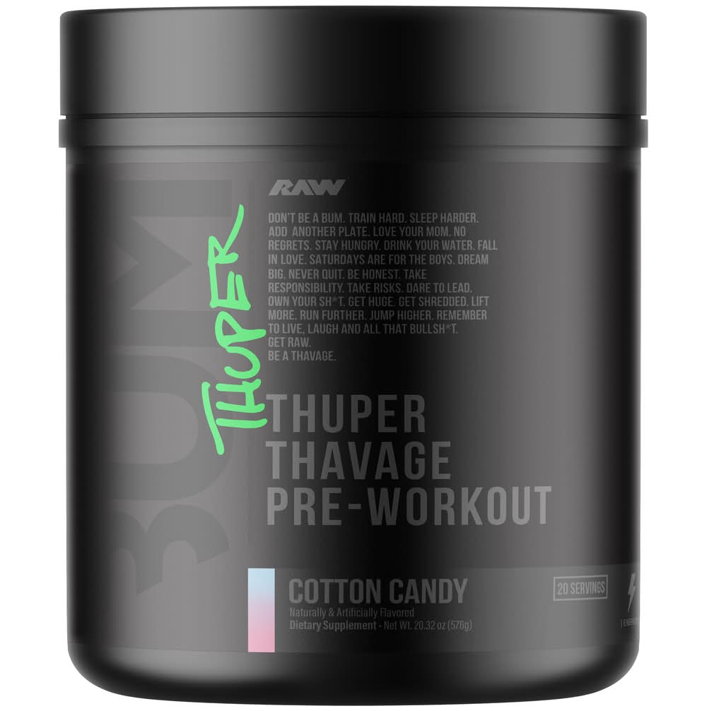 Thuper Thavage Pre-Workout Powder  Cotton Candy (20.32 Oz. / 20 Servings)