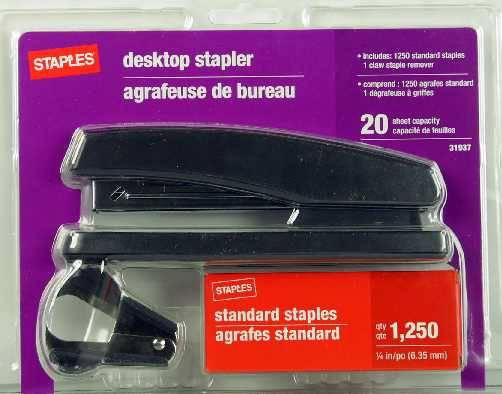 Staples Desktop Stapler Combo , Black, 20-sheet Capacity (pack)
