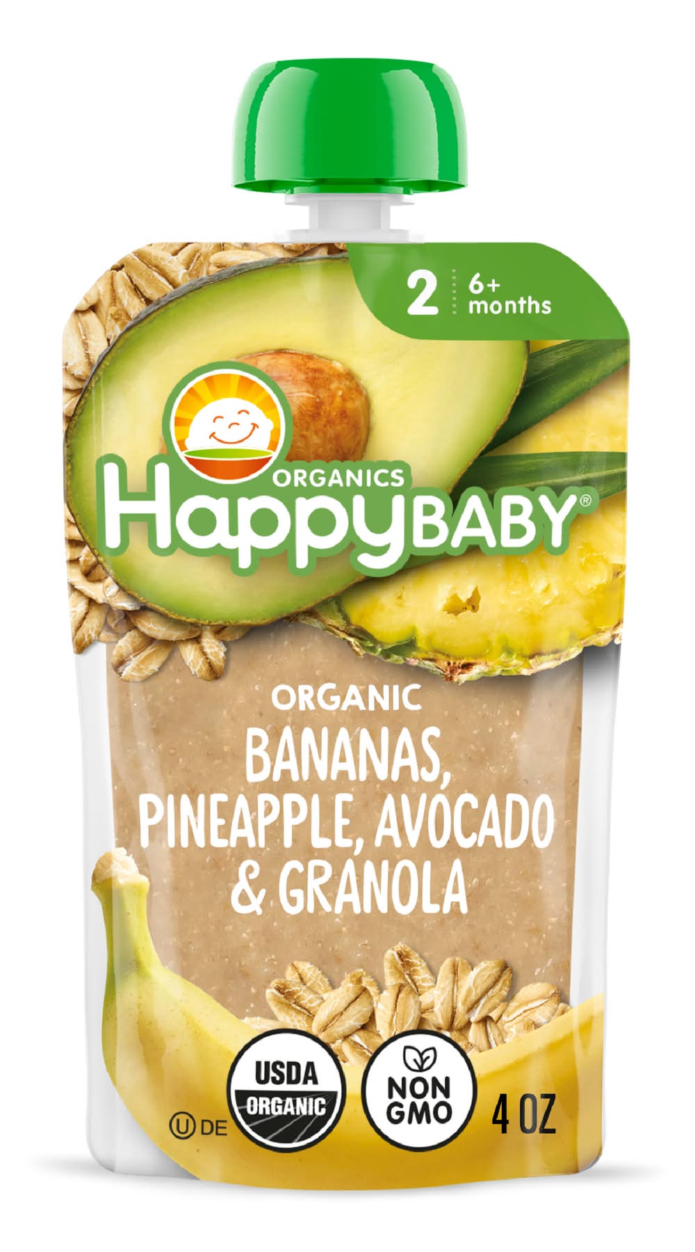 Happy Baby Organic Bananas Pineapple Avocado & Granola Stage 2 (4 oz)