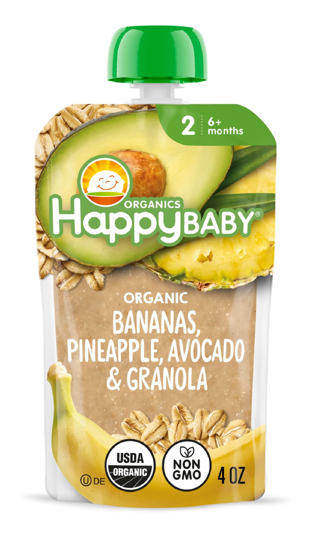 Happy Baby Organic Bananas Pineapple Avocado & Granola Stage 2 (4 oz)
