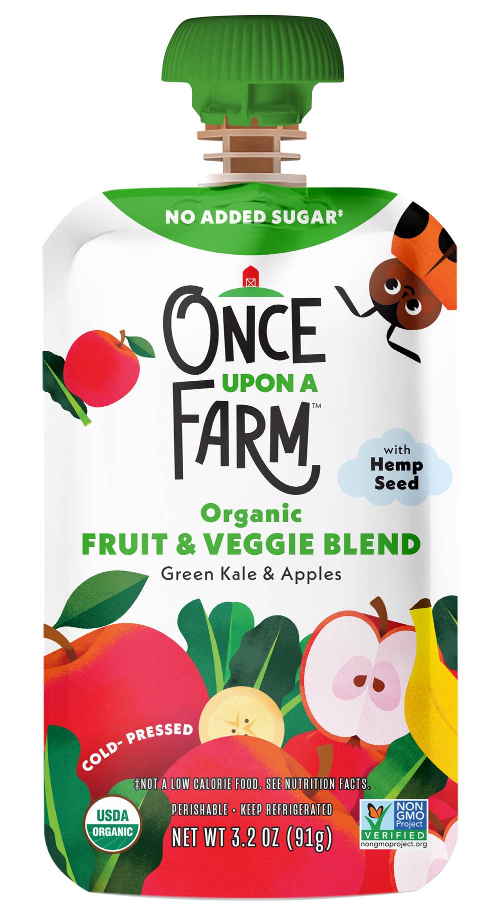 Once Upon a Farm Organic Fruit & Veggie Blend, Green Kale & Apples (3.2 oz)