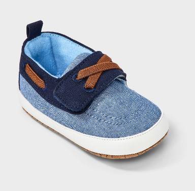 Baby Boys' Chambray Boat Shoes - Cat & Jack™ Blue 3-6M: Pull-On, Non-Marking Sole, Soft Outsole