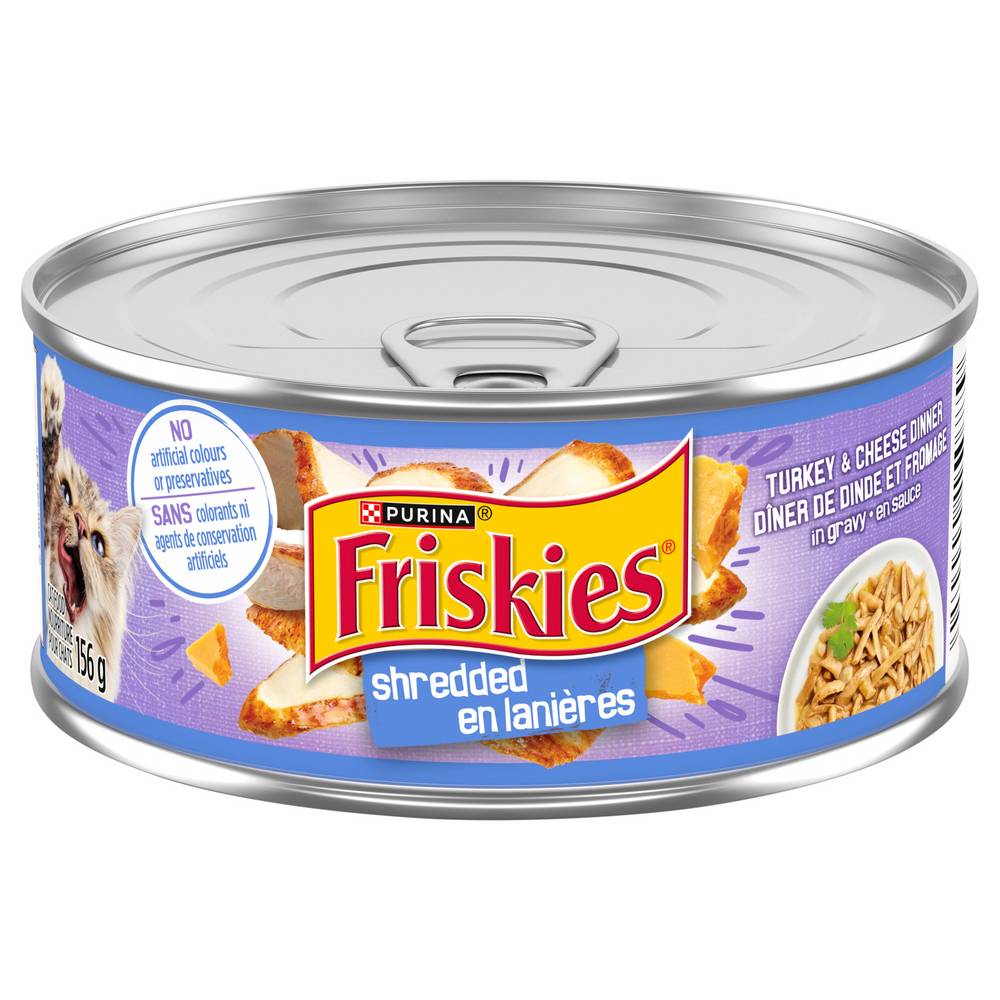 Purina Friskies Shredded Turkey & Cheese Dinner Wet Cat Food in Gravy (156 g)