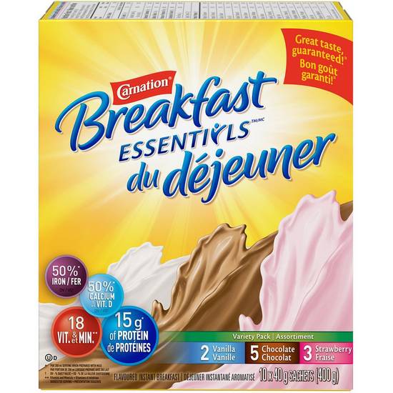 Carnation Breakfast Essentials Breakfast Essentials, Breakfast Drink Mix, Variety (10x40g)