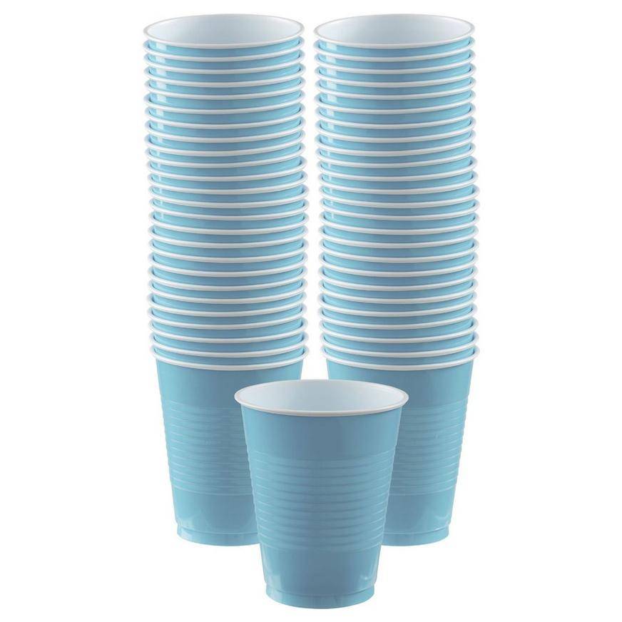 Caribbean Blue Plastic Cups, 16oz, 50ct