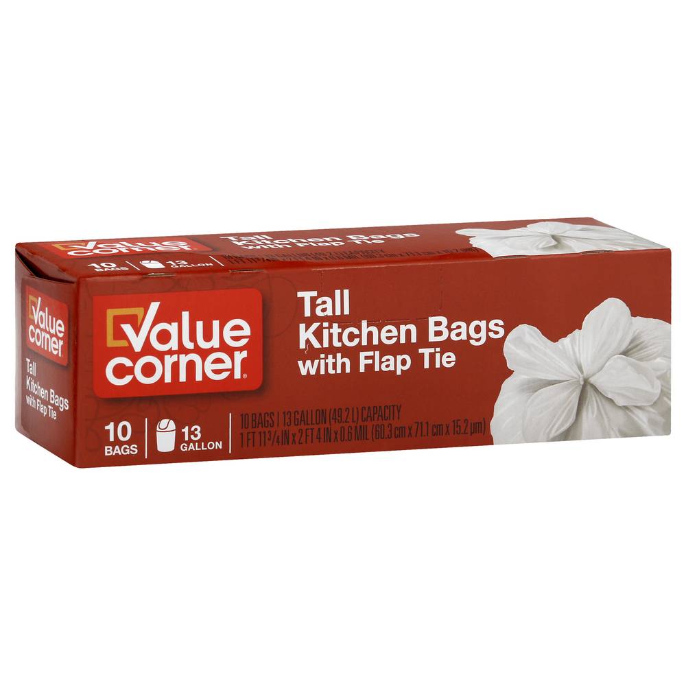 Value Corner Tall Kitchen Bags With Flap Tie