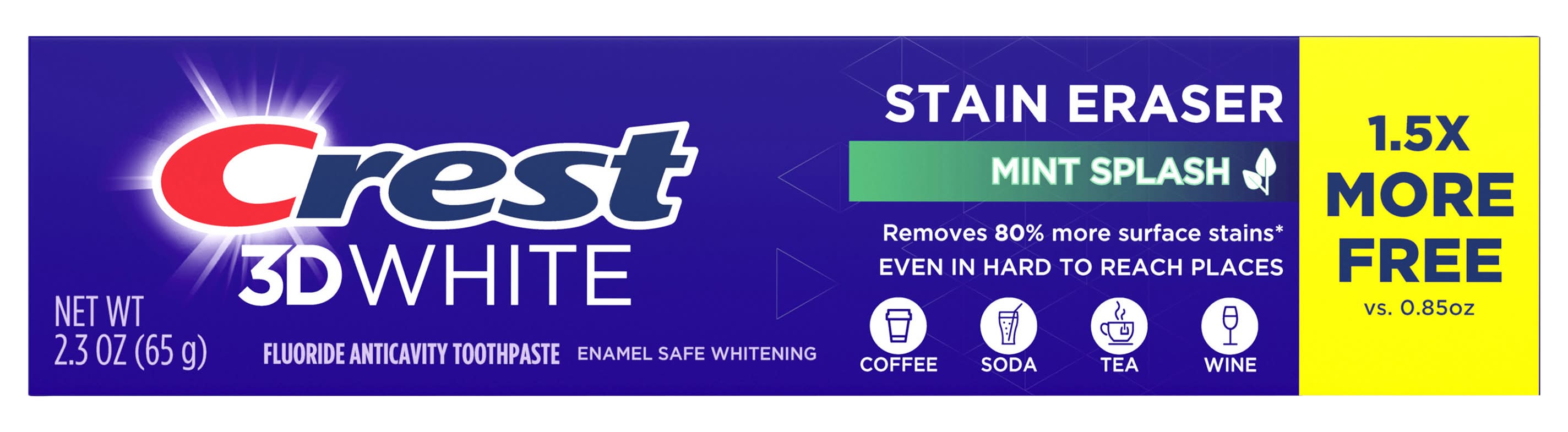 Crest 3D White Stain Eraser Mint Splash Toothpaste (2.3 oz)