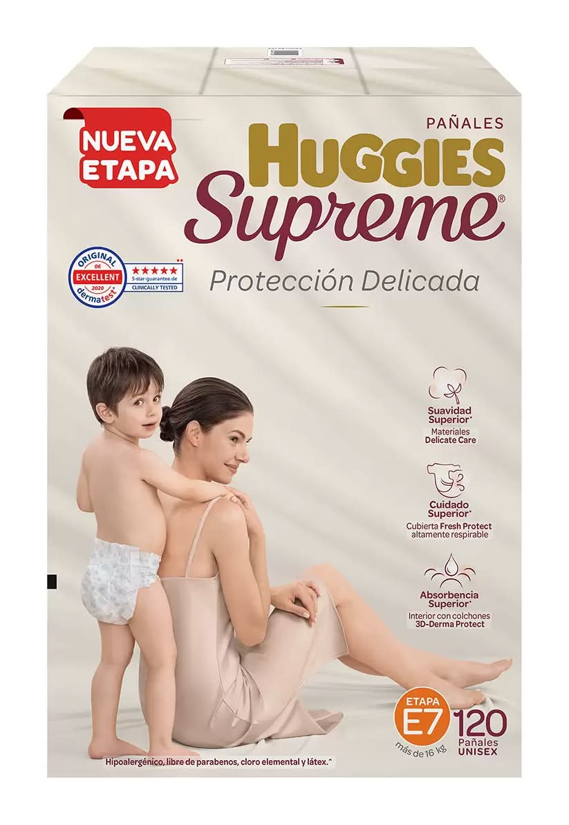 Huggies · Supreme pañales desechables hipoalergénicos, unisex, Etapa E7 (120 un)