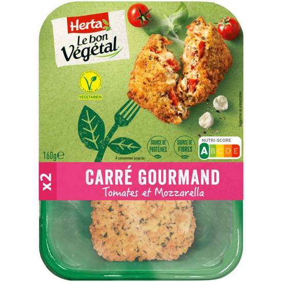 Herta le bon végétal carré gourmand aux tomates et mozarella 160 g