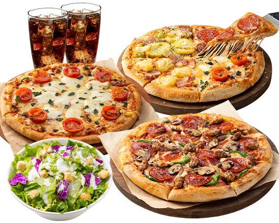 Sサイズピザ3枚+サイド2個セット 3 S-size Pizzas + 2Sides Set