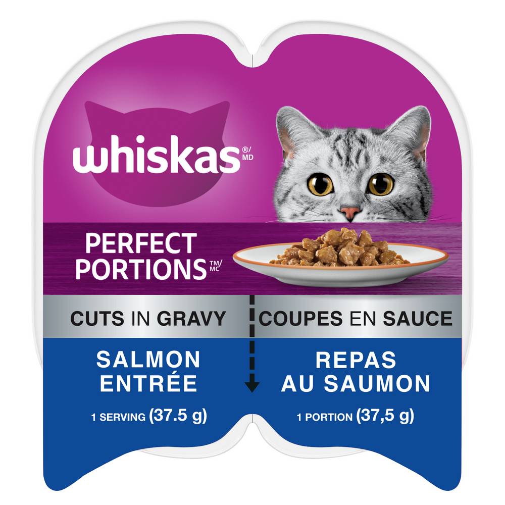 Whiskas Perfect Portions Cuts in Gravy Salmon Entrée Cat Food (2 x 37.5 g)