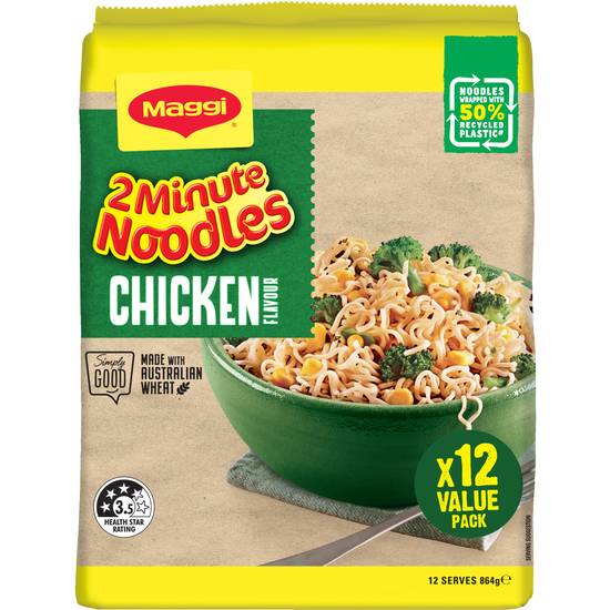 Maggi 2 Minute Instant Noodles Chicken Flavour 12 pack 864g