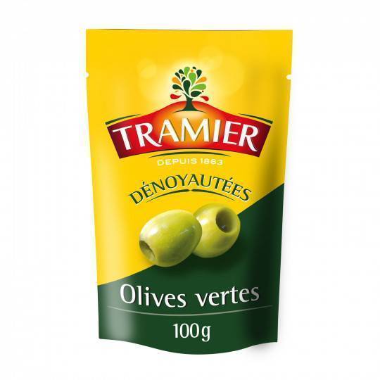 Olives vertes dénoyautées TRAMIER 100g