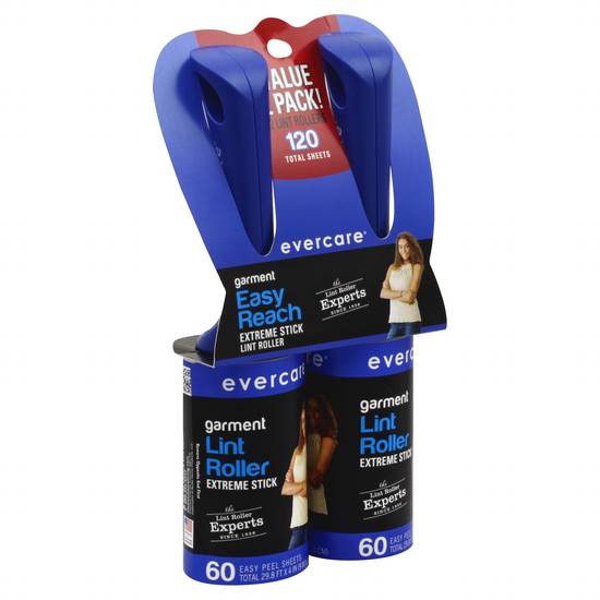 Evercare Garment Easy Reach Lint Roller Extreme Stick Value pack (2 ct)