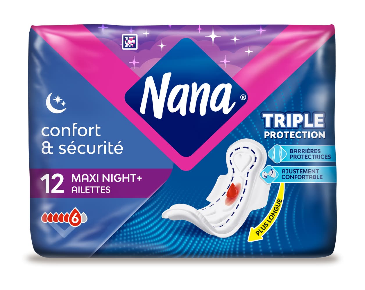 Nana - Serviettes hygiéniques maxi bonne nuit avec ailettes, female (12)