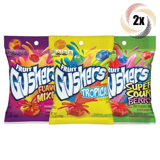 2X Bags Fruit Gushers Variety Flavors Gummy Candy | 4.25oz | Mix & Match