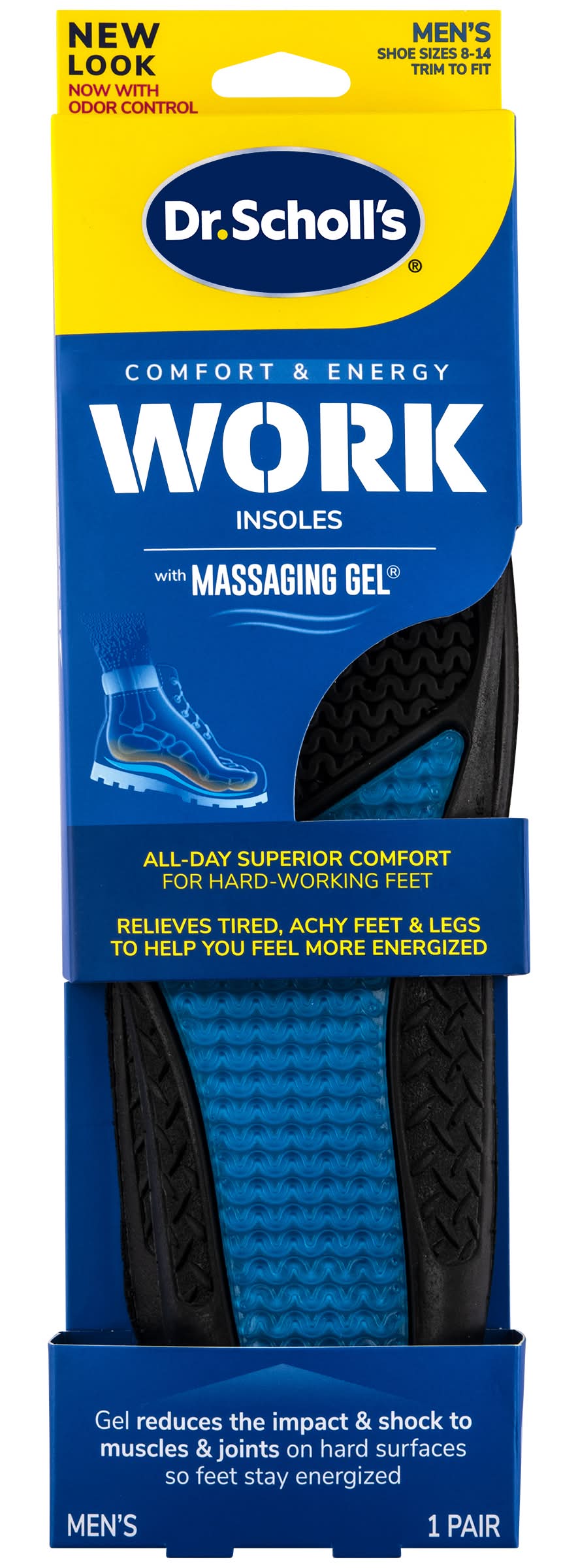 Dr. Scholl's Men Work Massaging Gel Insoles Sizes 8-14 (6.4 oz)