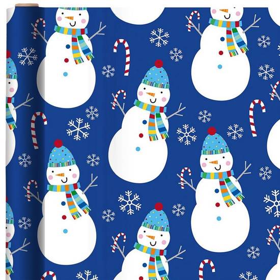 Blue Snowmen Candy Canes Gift Wrapping Paper, 18ft x 40in (60 sq ft) - A Christmas Story