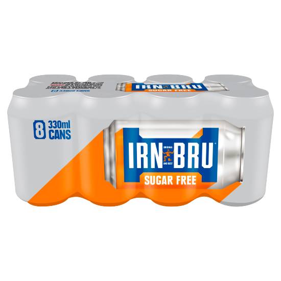 Irn-Bru Sugar Free Calorie Flavoured Soft Drink With Sweeteners (8 ct, 330 ml)