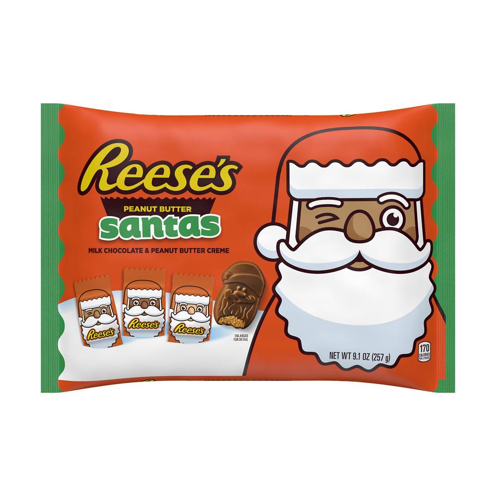 Reese'S Milk Chocolate Peanut Butter Creme Santas Christmas Candy Bag - 9.1 Oz