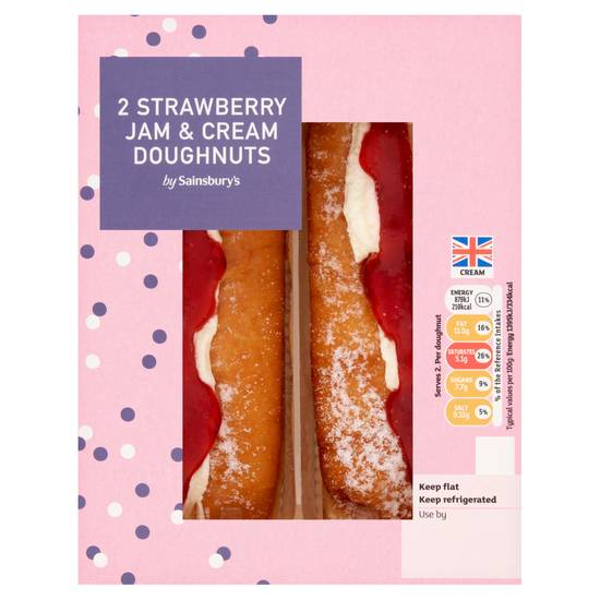 Sainsbury's Strawberry Jam & Cream Doughnuts 2x63g