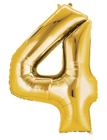 Inflated 34" Gold Mylar Number Balloon