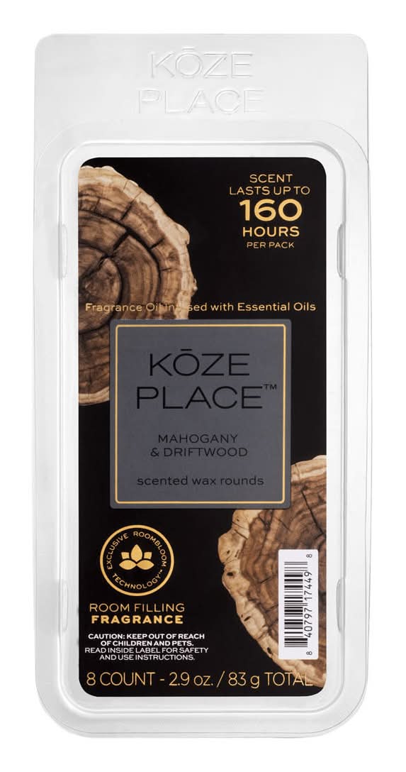 Koze Place Scented Wax Rounds, Mahogany-Driftwood (2.9 oz, 8 ct)