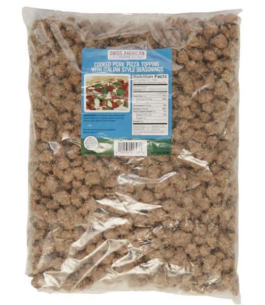 Swiss American Cooked Pork Pizza Topping, Italian Style Seasonings (5 lbs)