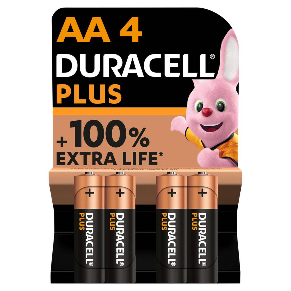 Duracell Plus AA Alkaline Batteries, LR6 - Pack of 4