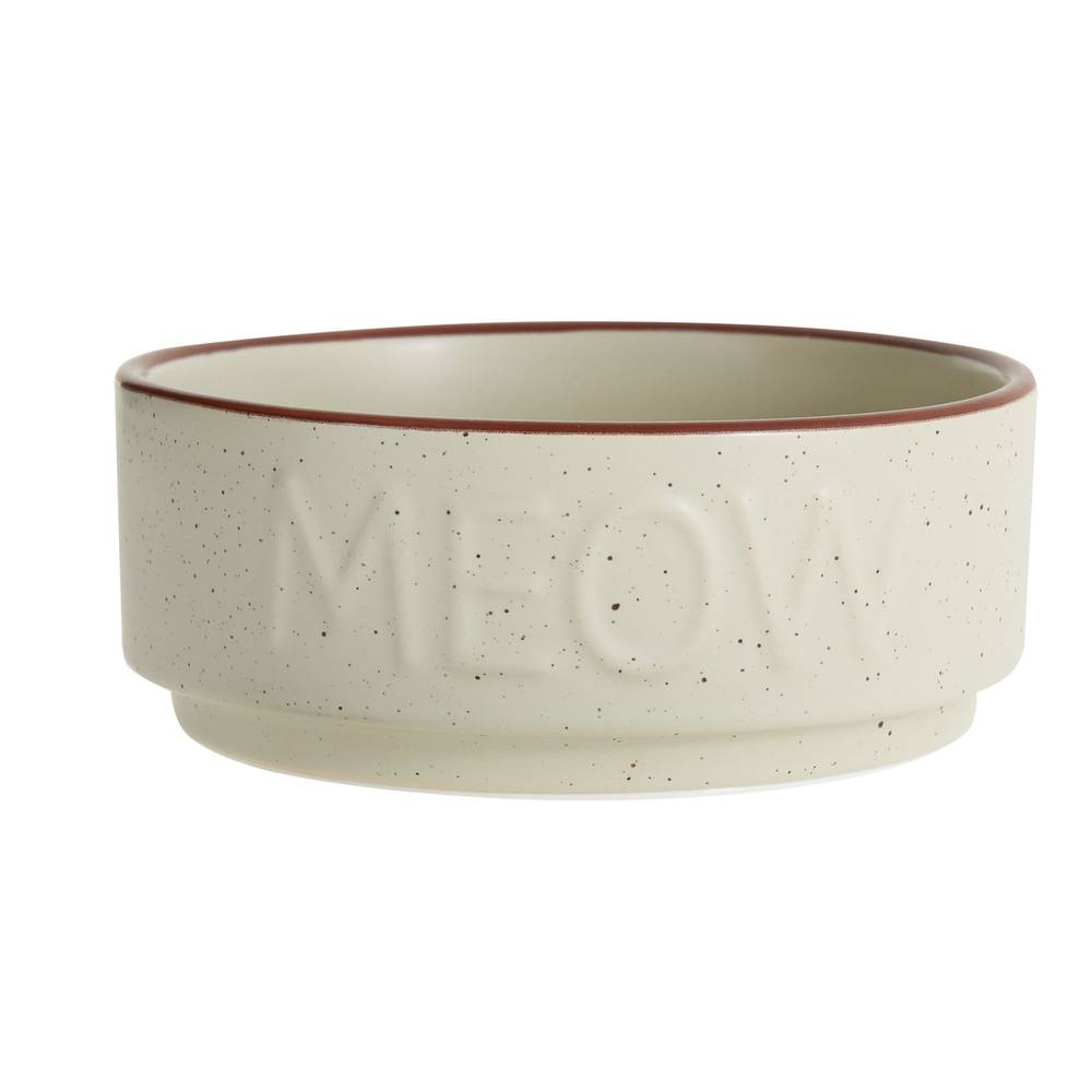 Whisker City Ivory Meow Ceramic Cat Bowl