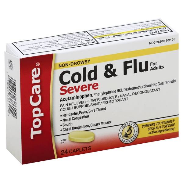 Topcare Severe Cold & Flu Caplets For Adults (24 ct)