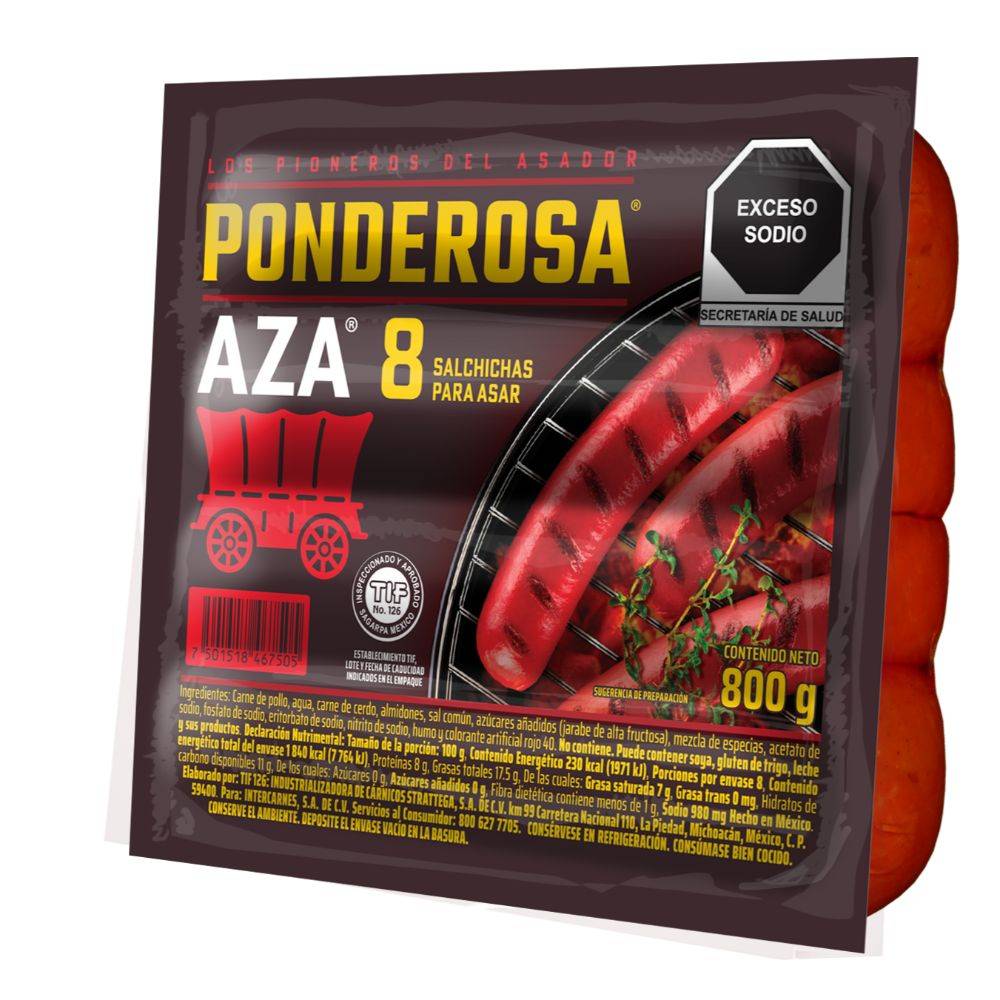 Ponderosa · Aza salchichas para asar (8 un)