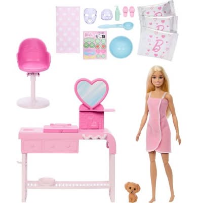 Barbie Face Mask Toy Playset & Doll With 10+ Spa Accessories, Assorted