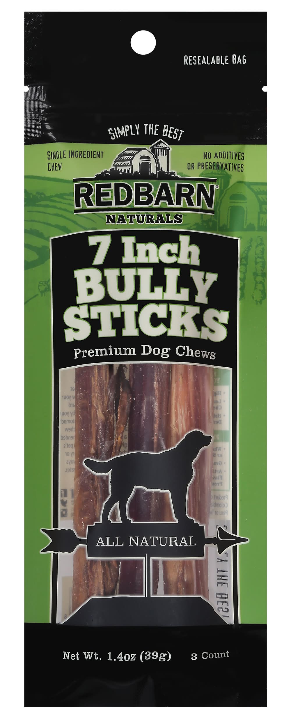 Redbarn All Natural Bully Sticks Dog Chews, 7 in (1.4 oz, 3 ct)