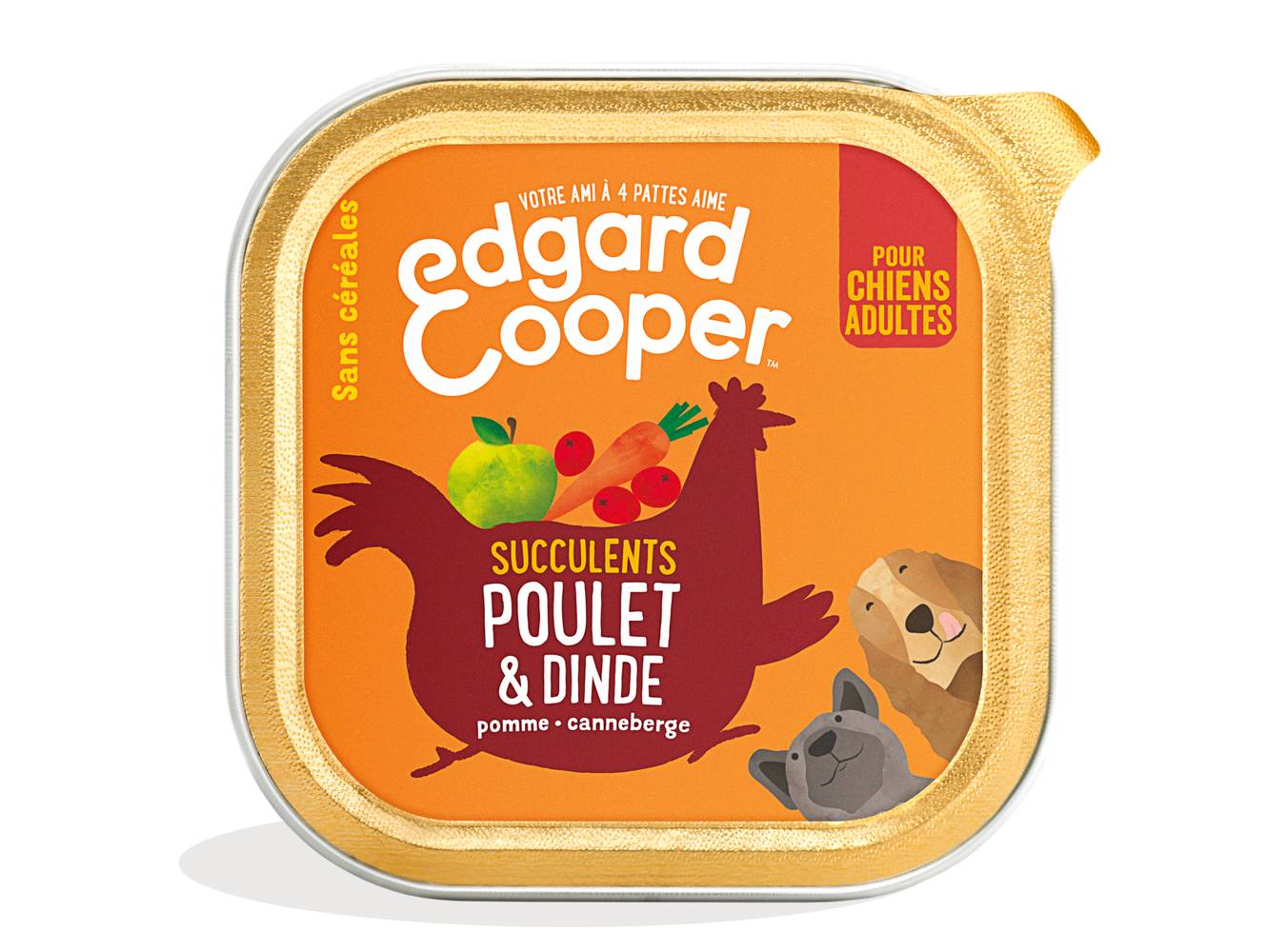 Edgard Cooper - Pâté pour chiens pomme et dinde (pomme-canneberge)