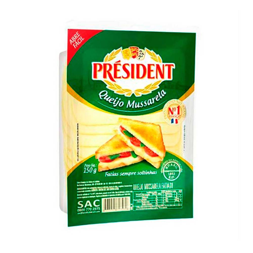 Président queijo mussarela fatiado (150 g)