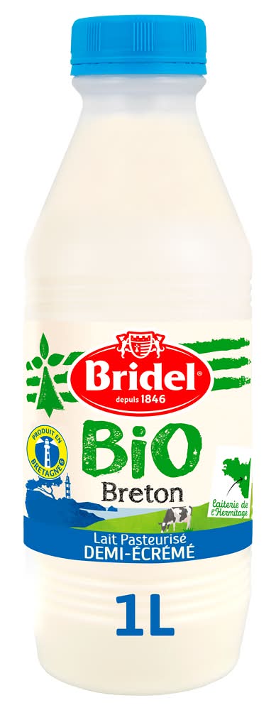 Bridel - Lait demi-écrémé pasteurisé bio (1L)