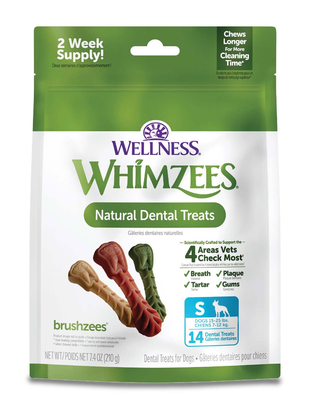 Whimzees Brushzees Natural Dental Chews For Dogs, S (7.4 oz, 14 ct)