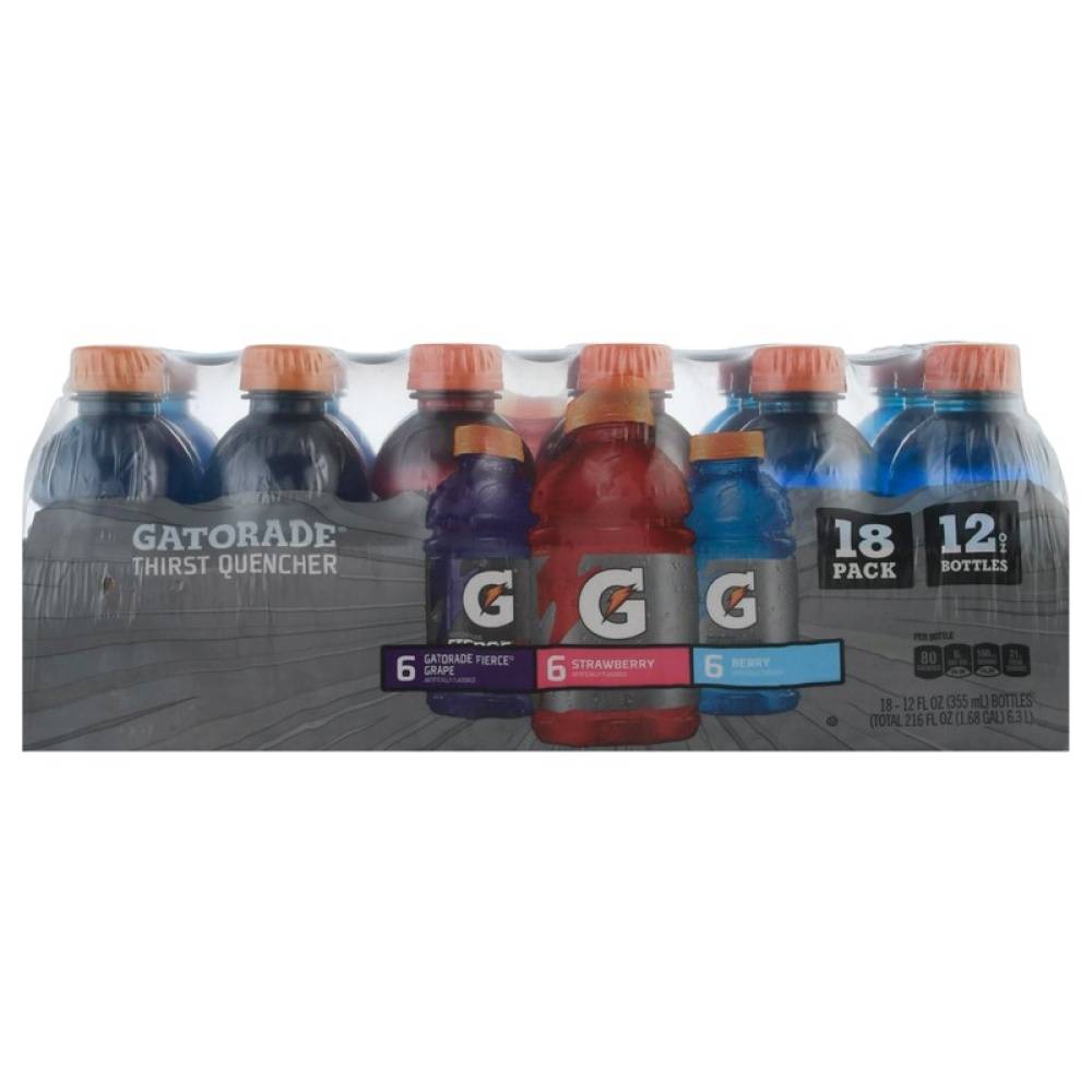 Gatorade Assorted Thirst Quencher Sports Drink, Fierce Grape-Strawberry-Berry (18 x 12 fl oz)