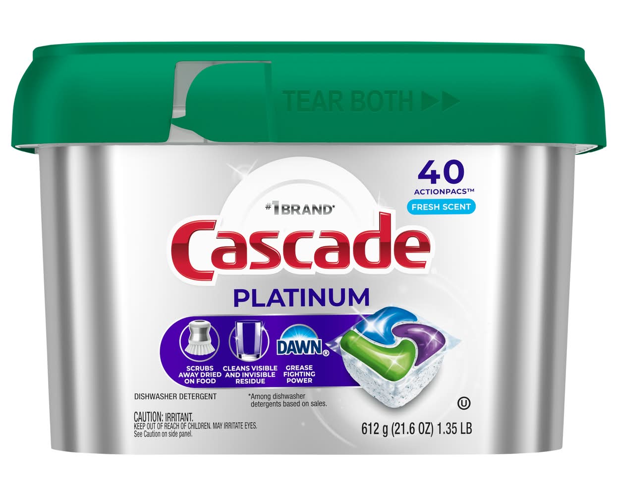 Cascade Platinum Dishwasher Detergent Actionpacs (21.6 oz, 40 ct)