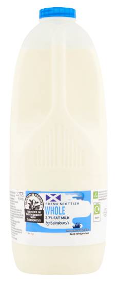 Sainsbury's Fresh Scottish Whole Fat Milk (2.27L)