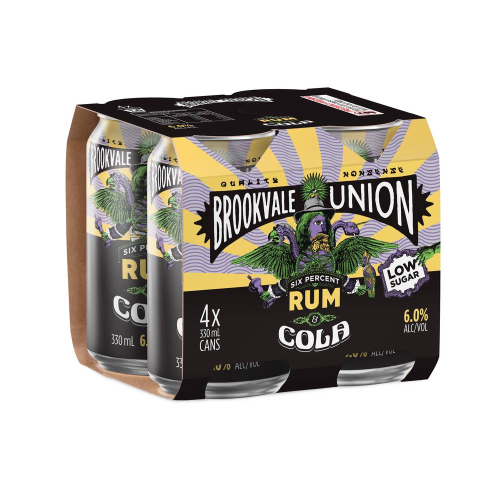 Brookvale Union Rum & Cola Can 330ml X 4 pack